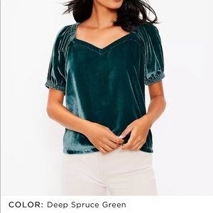 LOFT Spruce Green Velvet Top